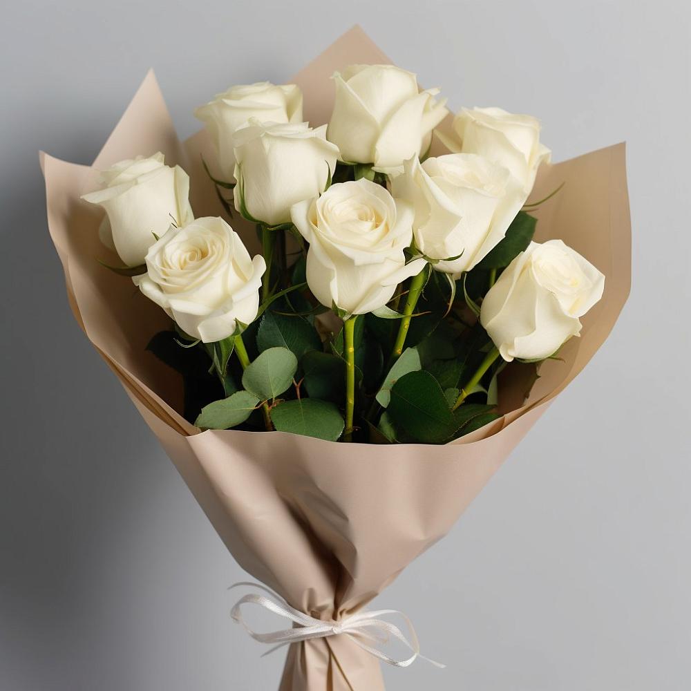 Букет 9 Белых роз Эдлесс Лав в Дмитриеве