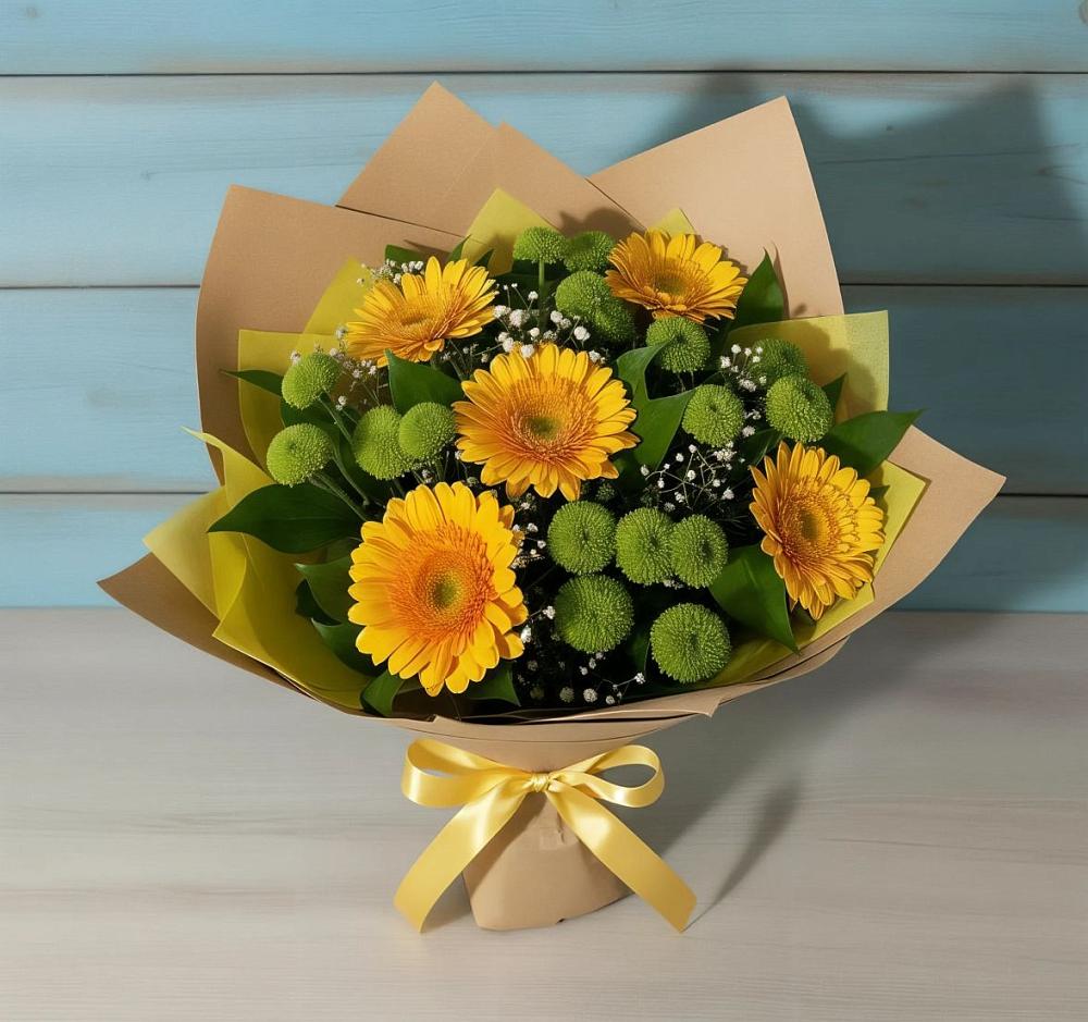 Букет цветов из: Герберы и Хризантемы в Дмитриеве
