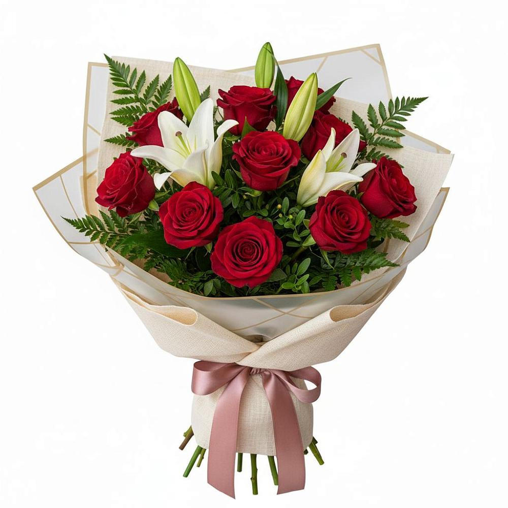 Букет цветов из: Лилии и Розы в Дмитриеве