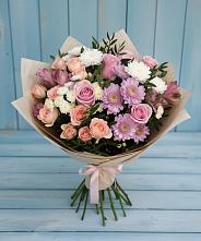 Букет цветов из:  Хризантемы, Розы и Альстромерии в Дмитриеве