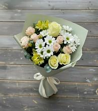 Букет цветов из:  Альстромерии, Розы и Хризантемы в Дмитриеве